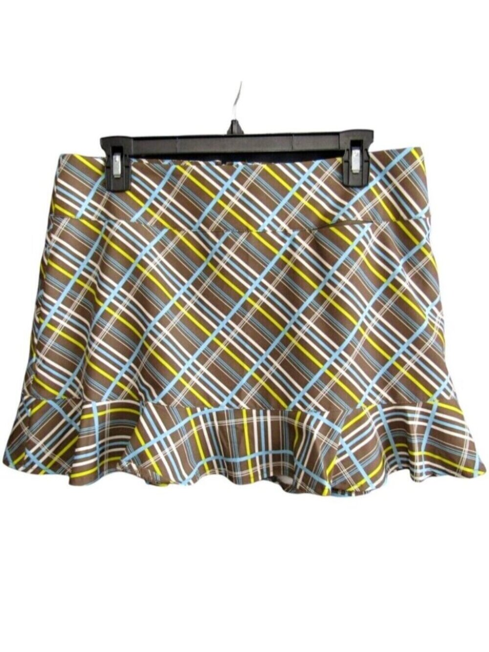 Jofit 4 All Brown Blue Green Plaid Skort Size 8 Skirt Golf Tennis Pickleball